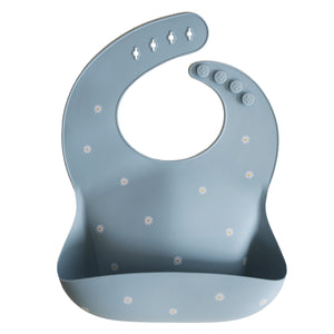 Silicone Baby Bib - White Daisy