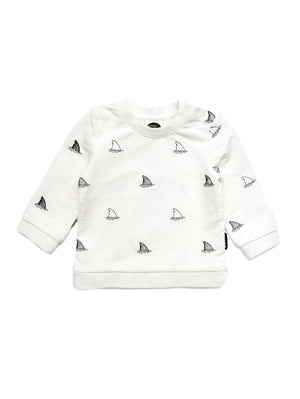 Embroidery Shark Allover Sweater